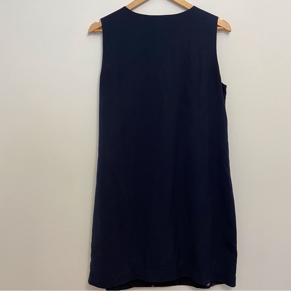 WILLOW&THREAD navy blue dress v neck silky summer spring sleeveless M summertime - Picture 2 of 16